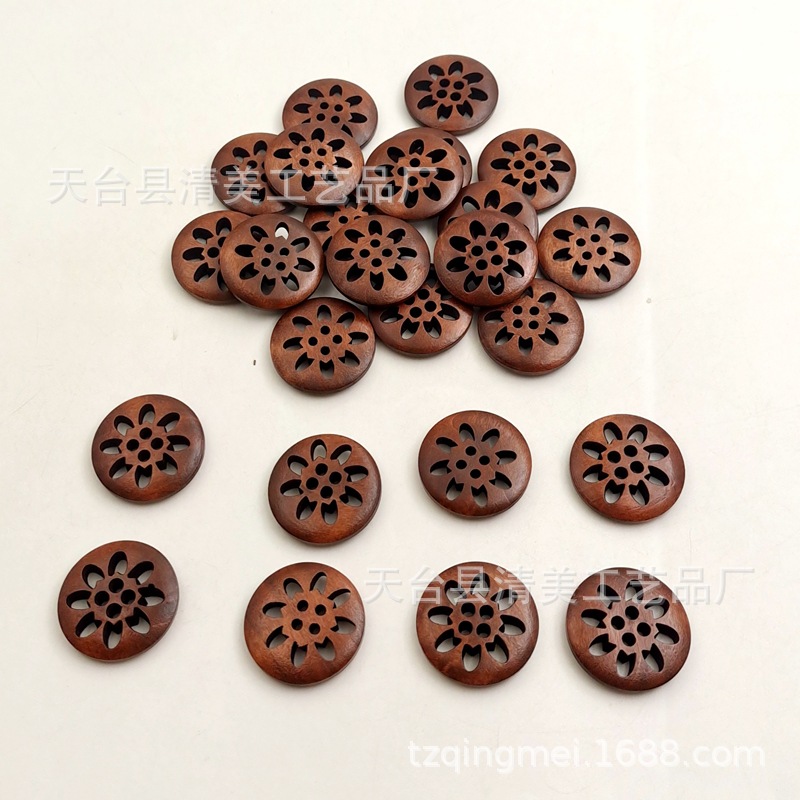 25mm de profundidad café madera hueco en forma de botones de madera DIY decorativos redondos botones de madera 20 piezas un paquete