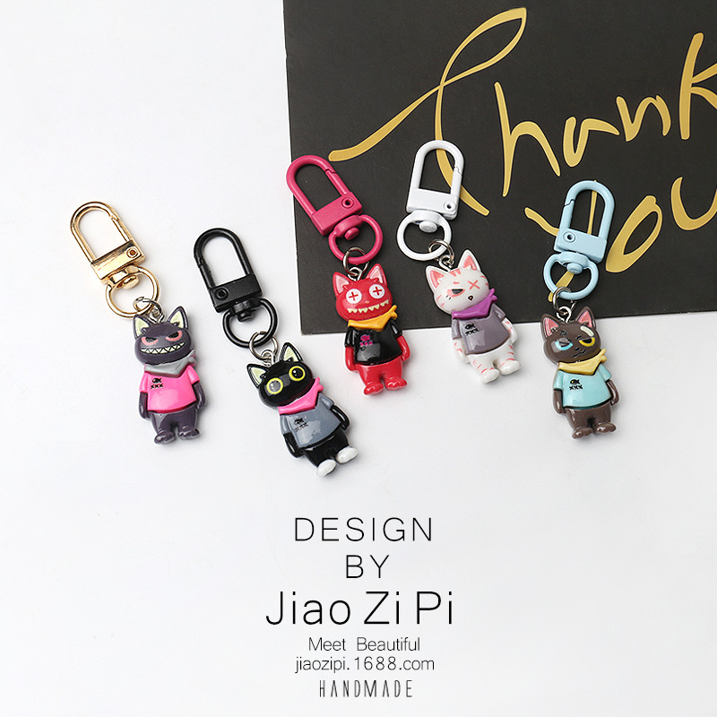 流行は街頭の安い猫のキーホルダーのアイデアを責めます。