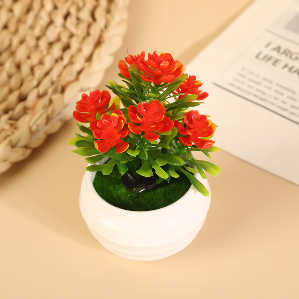 Simulación europea 7 flores de loto bonsai decoración interior de oficina flores falsas en maceta casa sala de estar decoración de escritorio verde