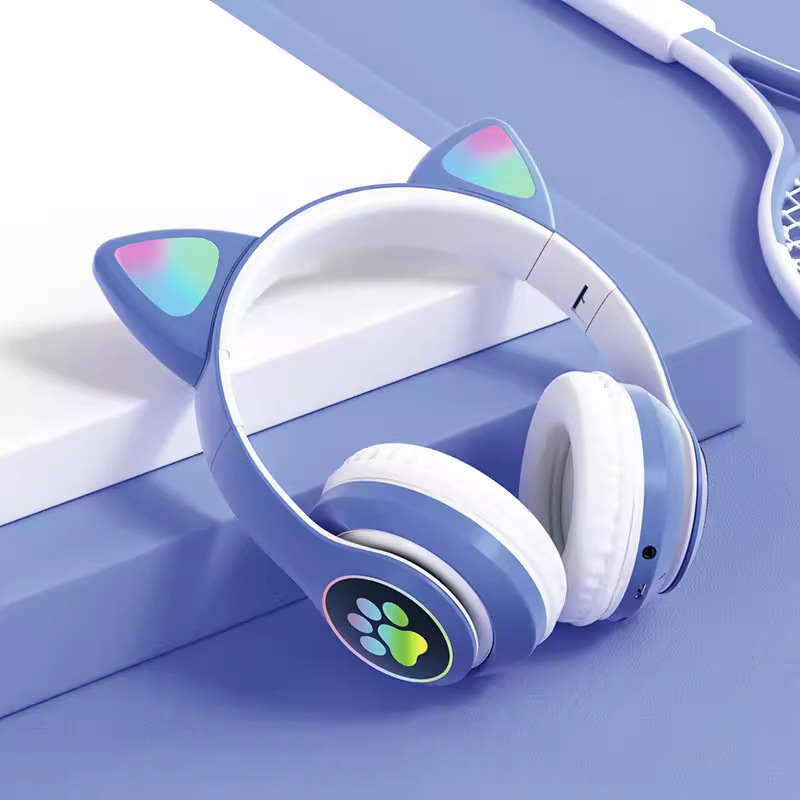 Las orejas de gato auricular luminoso STN-28 niñas lindo e-sports juego inalámbrico transfronterizo auricular Bluetooth auriculares