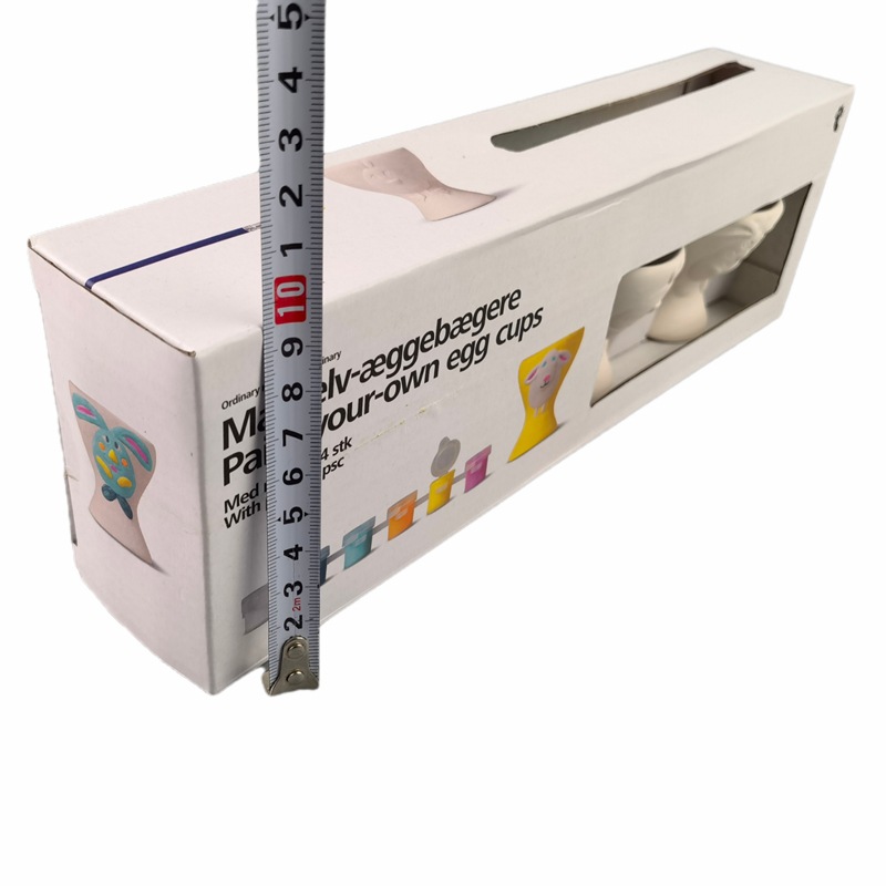 Juego de Pascua 4 tazas de huevo juguetes de relleno para niños de cerámica para colorear bricolaje blanco rompecabezas acrílico para colorear bandeja de huevo de graffiti