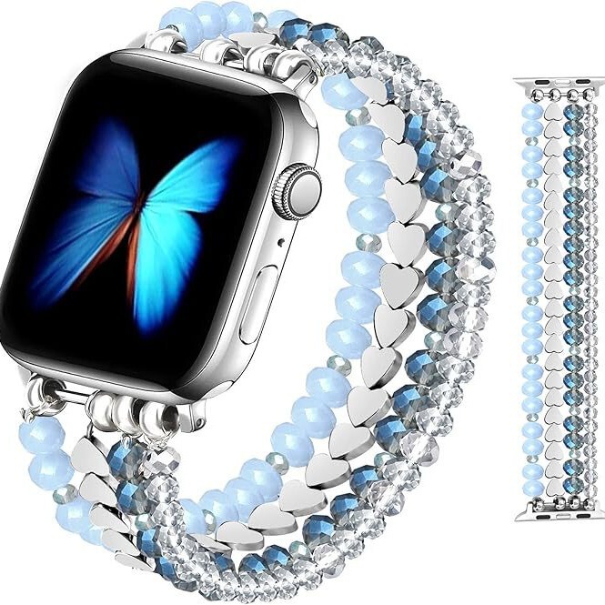 アマゾンの起爆バンドの青いボールの手作りの弾力性ビーズの腕時計バンドはappleの腕時計に適用されます。|undefined