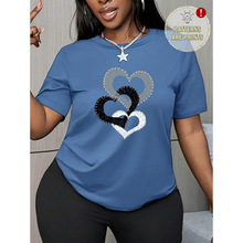 B 62041 Heart Printed Crew T-shirt ����ӡ��Բ����� T ��