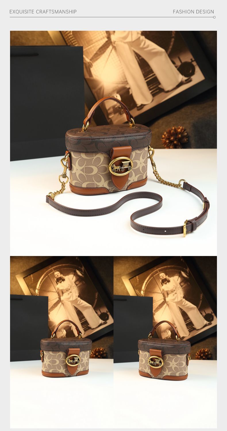 Túi xách nữ da thật thiết kế retro độc đáo, túi hộp thời trang cao cấp, túi đeo chéo hot trend — Màu đỏ hoa hồng, Màu nâu chi tiết 10