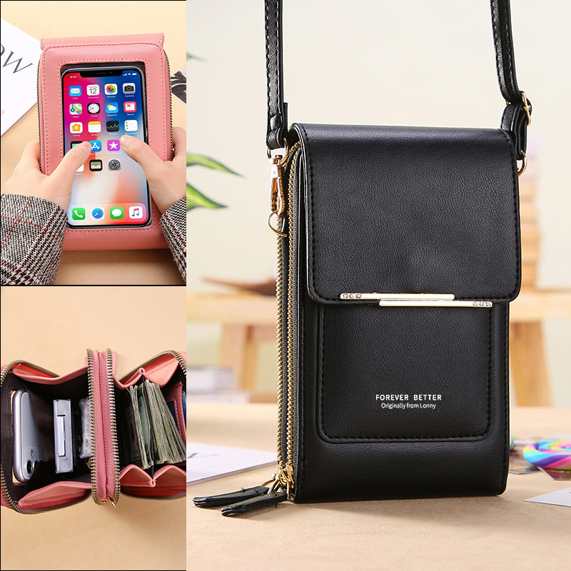 Touch Screen Phone Bag Women's Small Crossbody Cute Small Bag for Mobile Phone Fashion Key Coin Bag Vertical