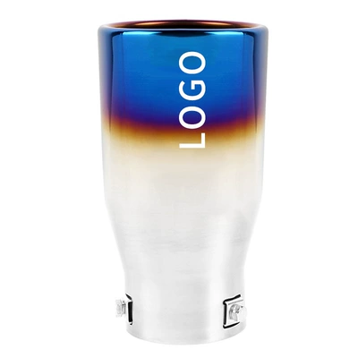 Exhaust pipe tail throat universal stainless steel - double-layer-thickened-baked-blue-flat-mouth-with-label-imported-76mm