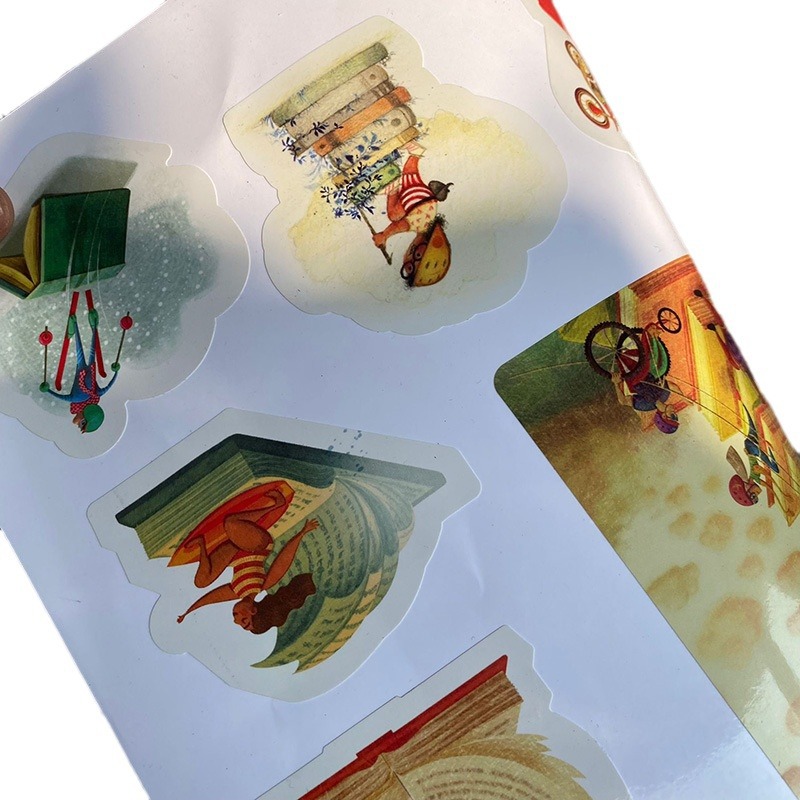 Impresión de comercio exterior blanco lechoso dibujos animados etiqueta estática vidrio no adhesivo película estática Comercio exterior Etiqueta de producción fábrica