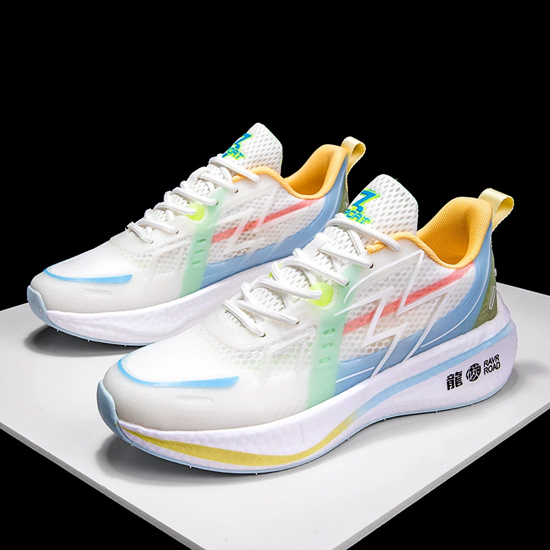 Professional carbon plate, sports shoes, fluorescence summer breathable footwear, soft sole