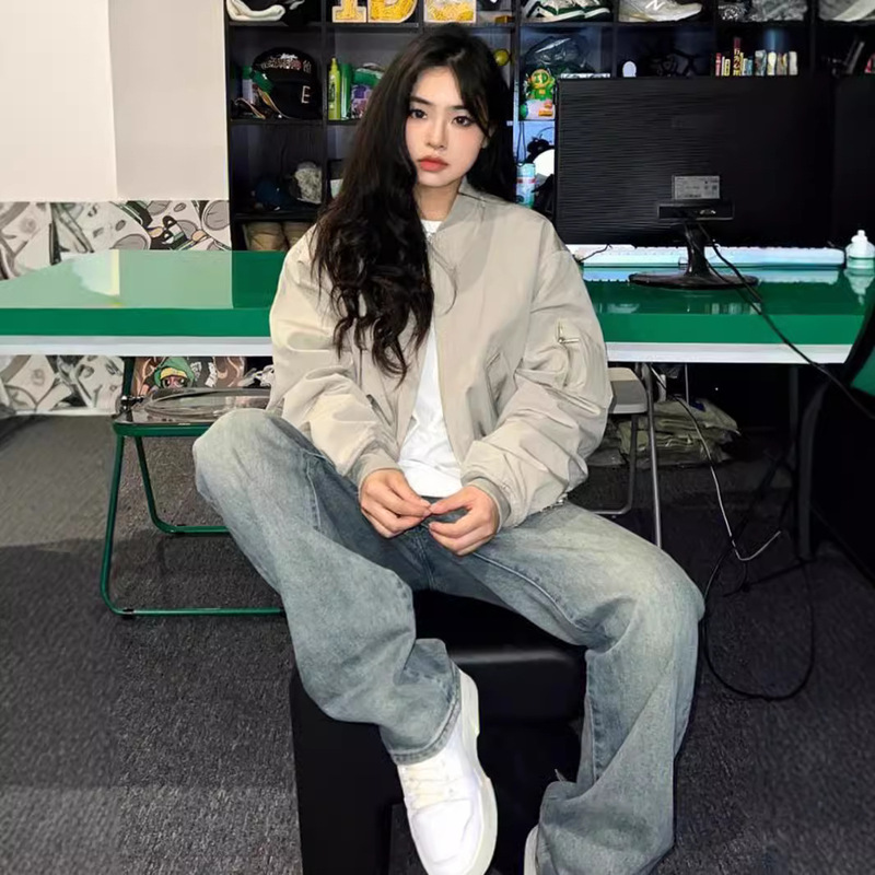 vintage American Retro Aviator Clip Overcome Women's Autumn and Winter Trendy Brand Loose Casual All-match Work Jacket