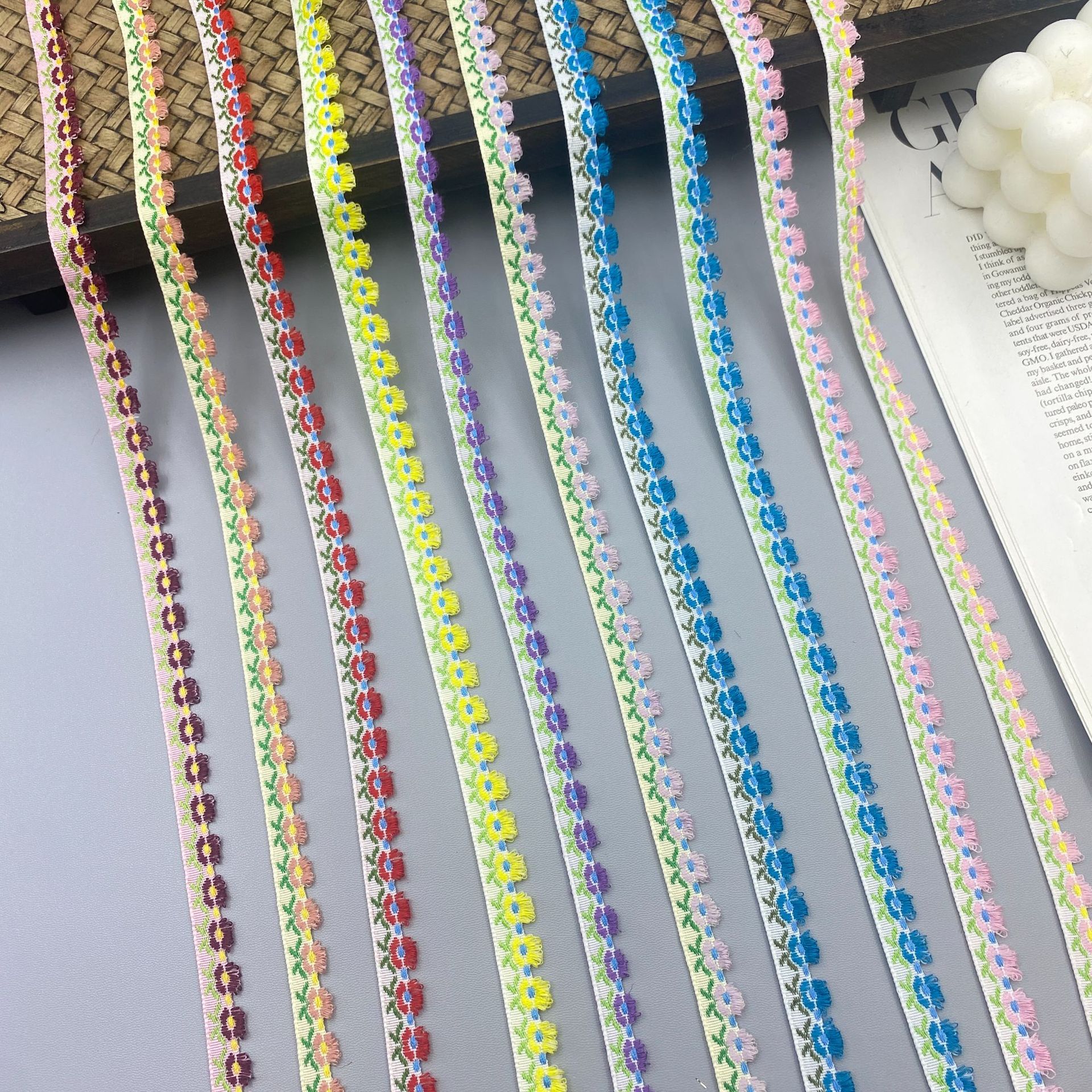 Nuevo estilo estilo étnico flor jacquard cinturón bricolaje ropa aplicable puños falda zapatos sombreros accesorios textiles para el hogar