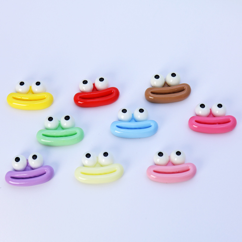 Cartoon Funny Sausage Mouth Big-eyed Frog Resin Accessories Diy...