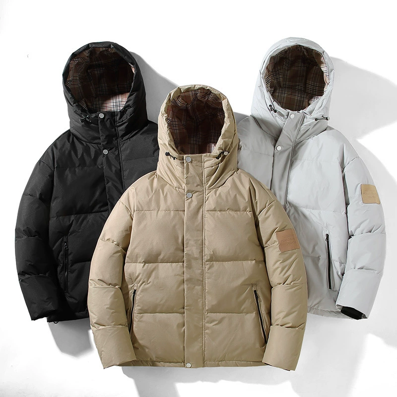 Winter hoody, men's velvet keep warm short down jacket for leisure, duck down, oversize