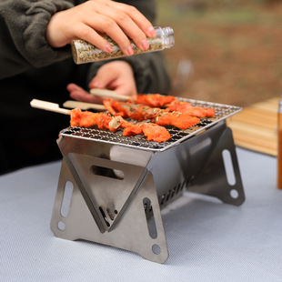 Outdoor Foldable Barbecue Grill Detachable Stainless Steel Firewood Stove Camping Portable Assembly Charcoal Rack