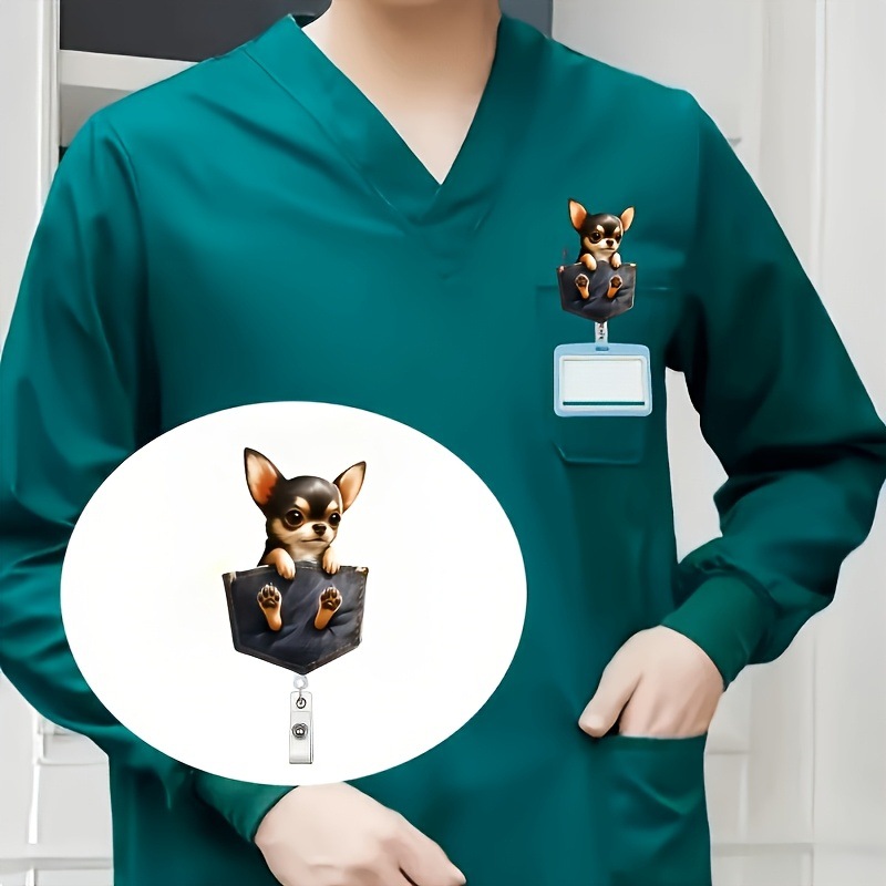 Nuevo clip de placa de perrito de bolsillo plano acrílico transfronterizo, clip de identificación, hebilla retráctil y fácil de tirar image 3