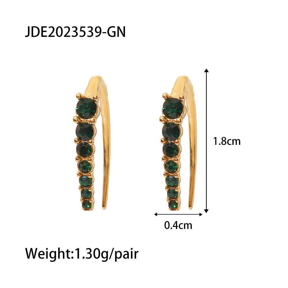 Fashion Round Stainless Steel Inlay Artificial Diamond Pearl Earrings 1 Pair