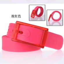 糖果色系皮带男女同款情侣腰带防静电塑料扣头高品质硅胶几何元素