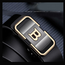 B字母皮带男士保罗真牛皮自动扣内腰带商务休闲青年百搭裤高级感