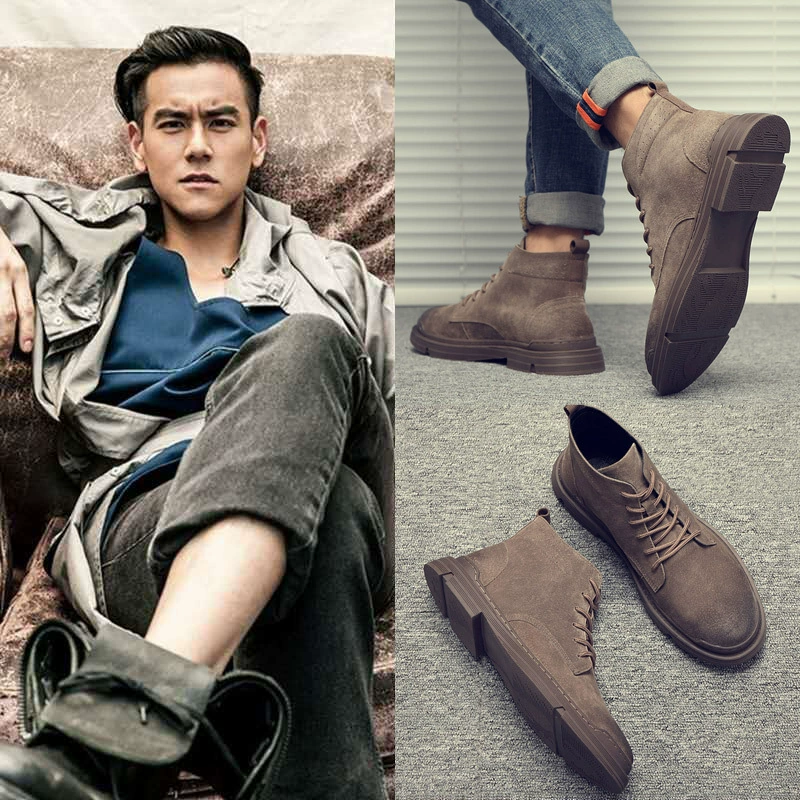 Сапоги Martin мужская средняя одежда мужская обувь английская зимняя бархатная корейская версия дикая волна высокая кожаная короткая сапога