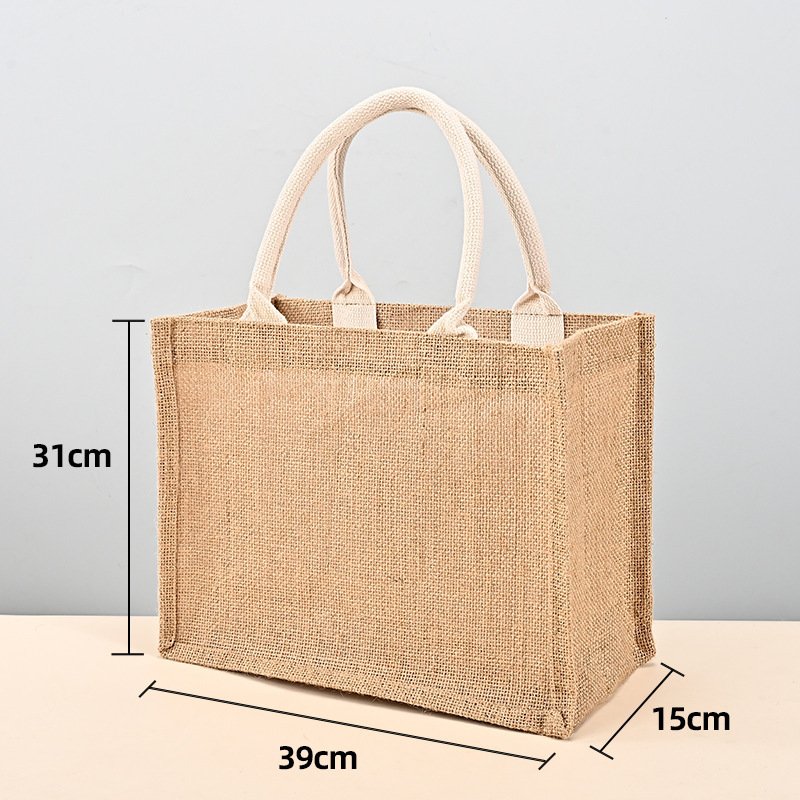 スポットリネンハンドバッグカスタムリネン無印良品バッグプリントパターンハイエンドギフトジュートバッグdiy|undefined