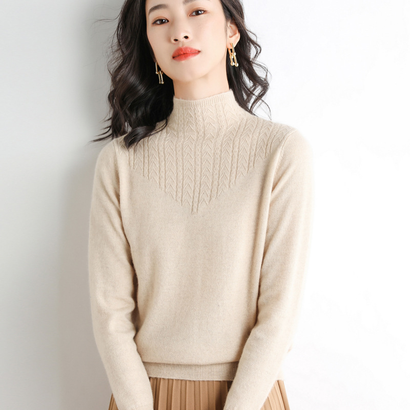 毛衣女半高领纯色套头衫厚长袖羊毛衫2022秋冬新款女装上衣打底衫