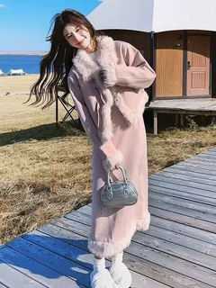 法式名媛超仙多巴胺绝美粉色套装裙韩系夹棉保暖短外套裙子两件套