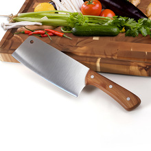 现货不锈钢家用菜刀巴花木柄切片刀切肉刀切菜多用刀厨房专用刀具