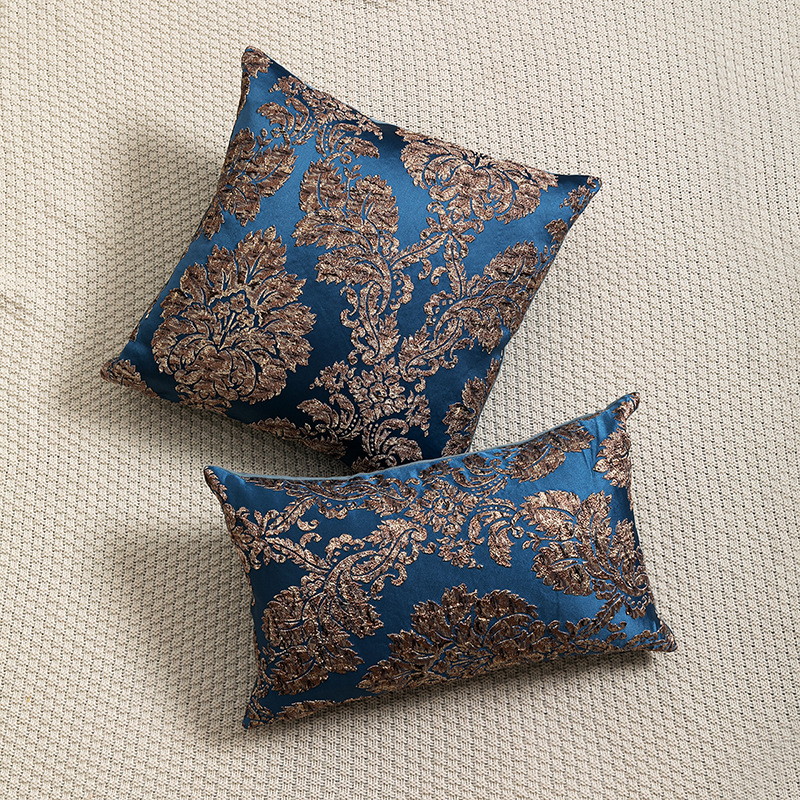 Luxus-Klassiker im europäischen Stil mit großem Muster, Jacquard-Handarbeit, Sofakissenbezug, Heimdekoration, Modellzimmer, Kissenbezug_voghion.com