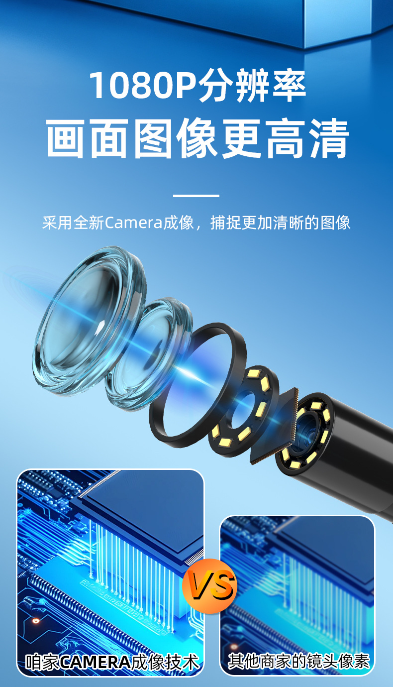 HD 4.3 inç ekran endüstriyel borescope IP67 su geçirmez çift lens otomotiv onarım boru kamerası sonda 8mm