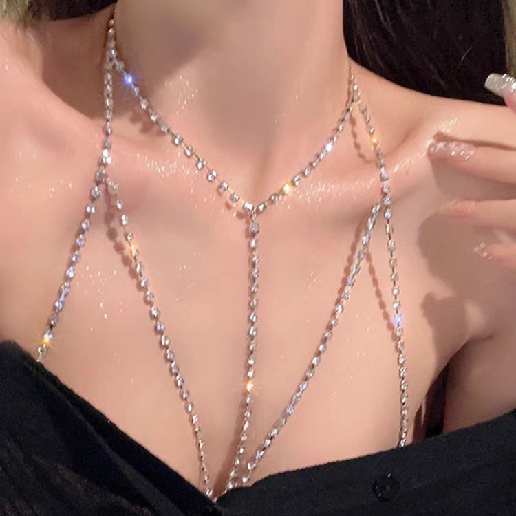 Joyería de comercio exterior de Europa y América sexy personalidad bikini sujetador cuerpo cadena gótica cuerpo garra cadena collar