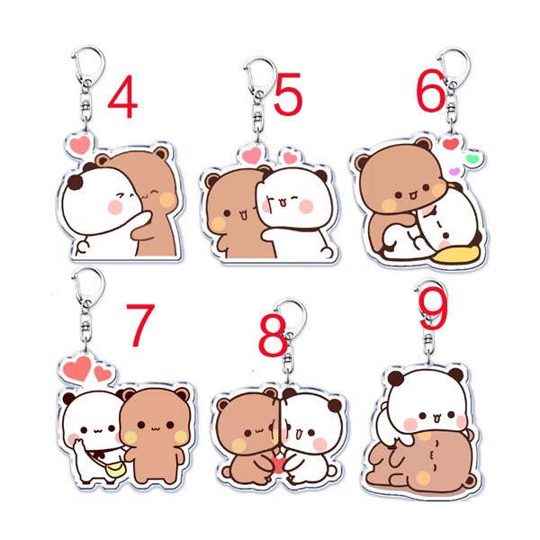 Acrylic cartoon bear keychain with D buckle Cute Bubu Dudu Duo…