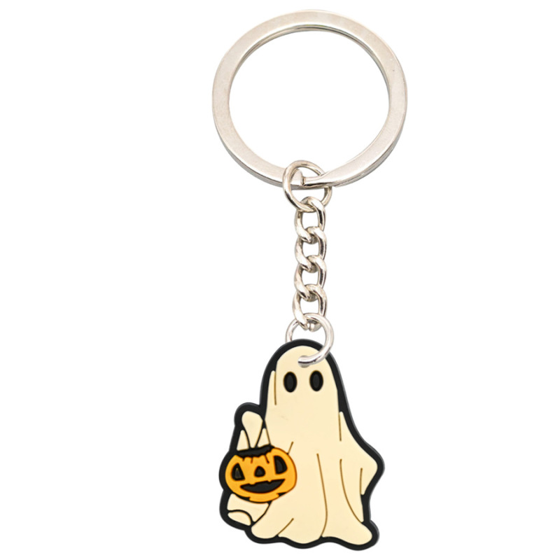 アマゾンのハロウィーンの漫画のキーホルダーの装飾品はカボチャの漫画のPVCの柔らかいゴムのキーチェーンの装飾品を掛けます。|undefined