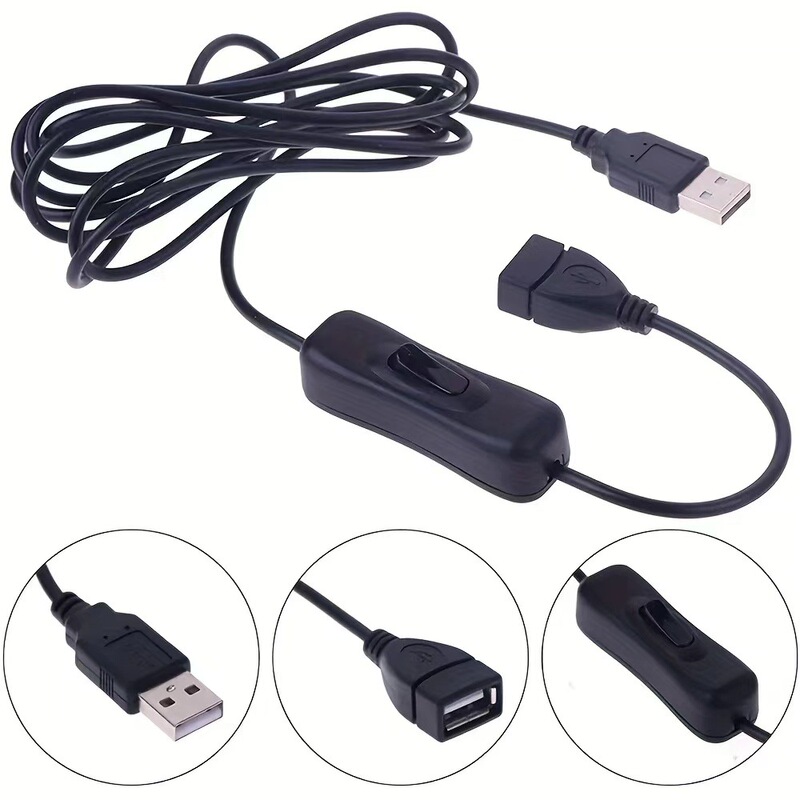 All-Copper Eco-Friendly USB Extension Cable Male to Female USB Power Cable Led Light Strip Switch Cable 303 Switch Supports 2A Current