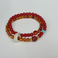 南红双圈手串仿和田玉跑环平安扣手链高级感ins风显白气质送女友