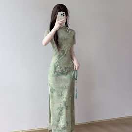 新中式高考送考旗袍礼服女夏日常年轻款改良中国风复古显瘦连衣裙