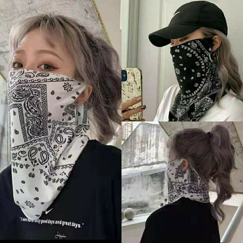 Summer Sunscreen Mask Unisex Ice Silk Veil Anti-UV Hanging Ear Neck Protection Scarf Thin Summer Face Towel