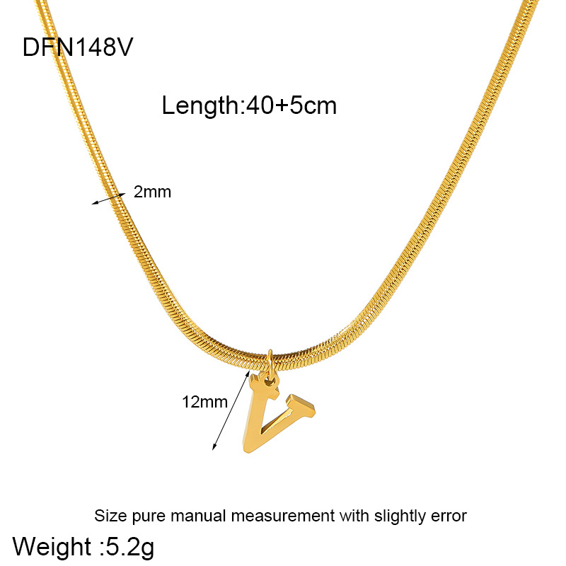 304 Stainless Steel 18K Gold Plated Simple Style Polishing Letter Pendant Necklace display picture 25