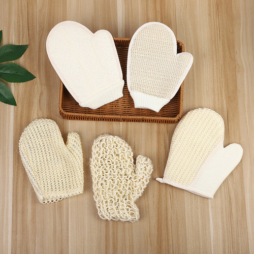 Cotton and linen gloves, all-hemp woven style, bulk bath gloves, exfoliating mud scrubbing bath gloves, full-wrap bathing gloves