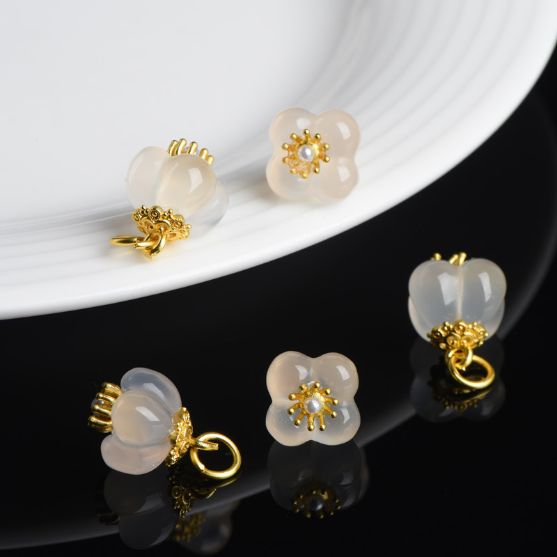 Beibefu natural ice white agate litchi frozen osmanthus inlaid DIY bracelet factory wholesale Beibefu natural ice white agate litchi frozen osmanthus inlaid DIY bracelet factory wholesale