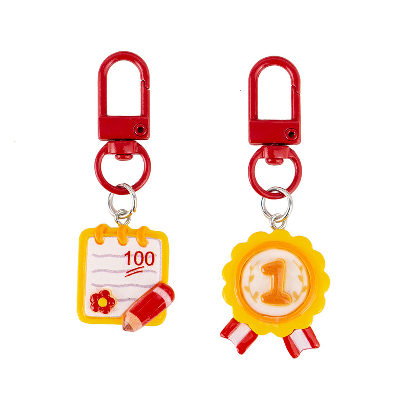 Cute Medal Keychain Student Final Exam Award Gift Cartoon 100 School Bag Diy Hanging Ornaments