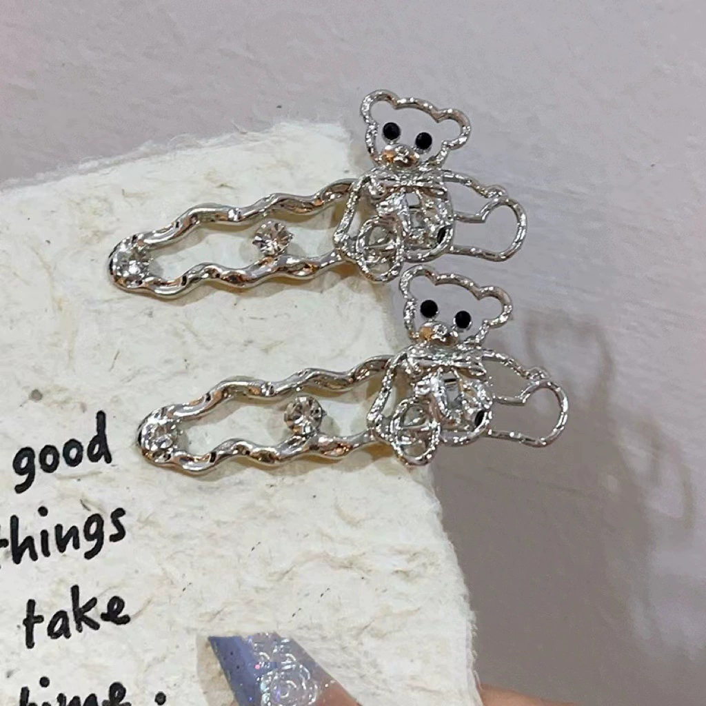 Small design hairgrip, hairpins, cat's eye, flowered, 2 carat, western style
