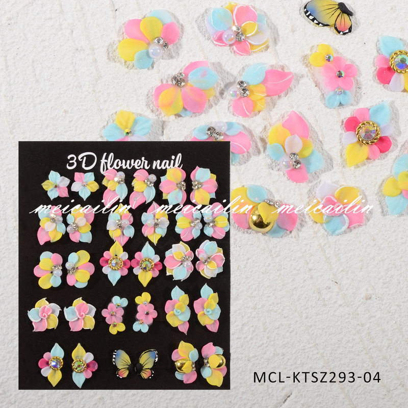 Net red small fresh three-dimensional handmade flower nail resin pendant 3D design acrylic flower nail accessories wholesale