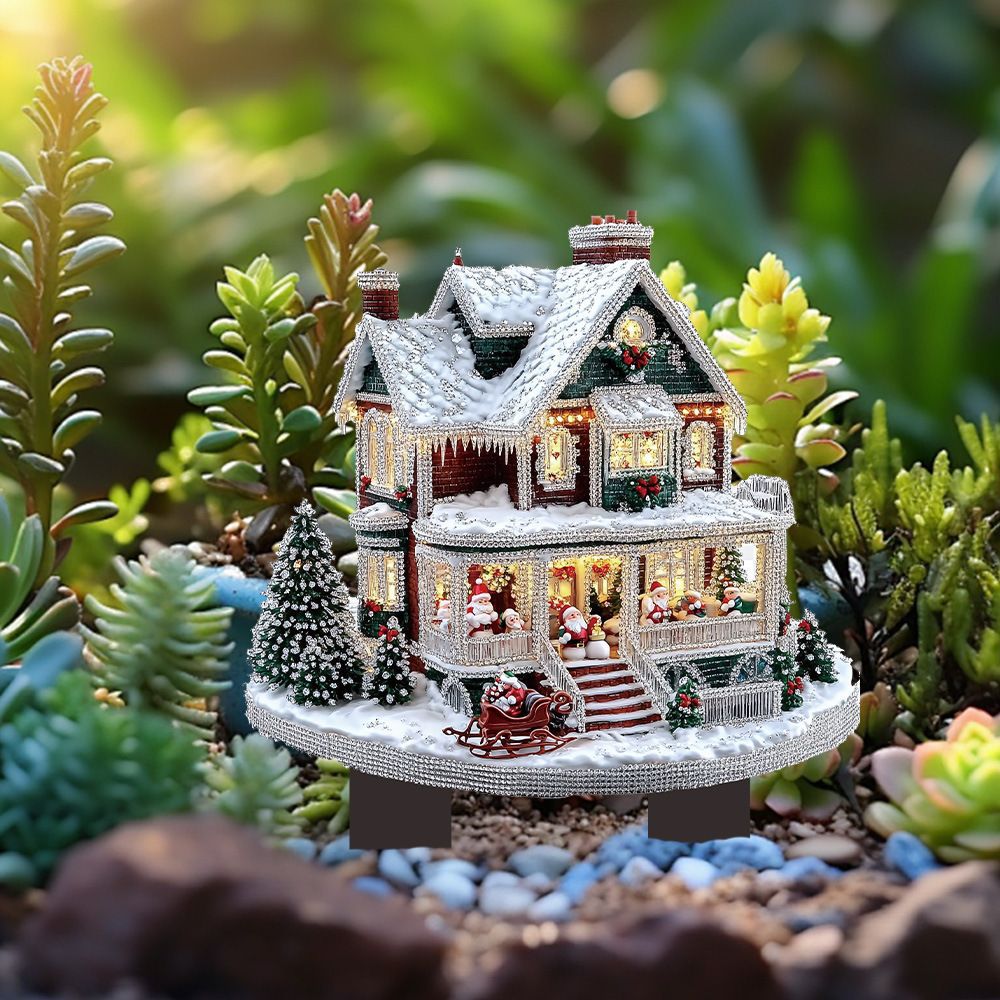 Encantadora mini villa de nieve transfronteriza interior y exterior acrílico decoración impermeable y resistente al desgaste inserción de adornos