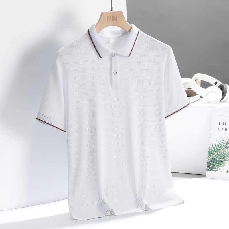 Verano nuevos hombres camisa de polo de seda de hielo transpirable ultra-delgada camiseta de los hombres ocasionales de negocios de secado rápido media manga papá top