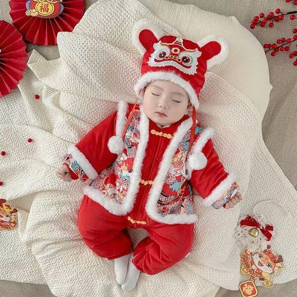 Children's New Year red down jacket