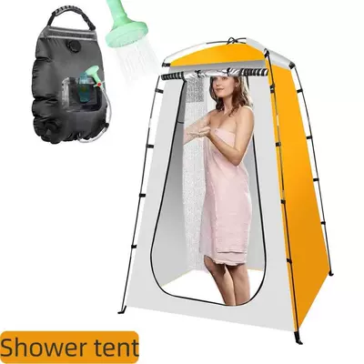 Avtomobil dam çadırları: Changing Cover, Camping Style Mobile - orange-tent-black-shower-bag-single-tent