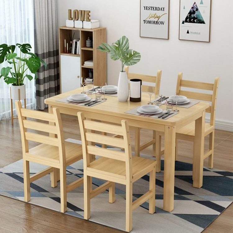 Solid Wood Dining Table, Simple Table and Chairs, Snack Bar Table, Food Stall Noodle Shop Dining Table, Economical Household Rectangular Table