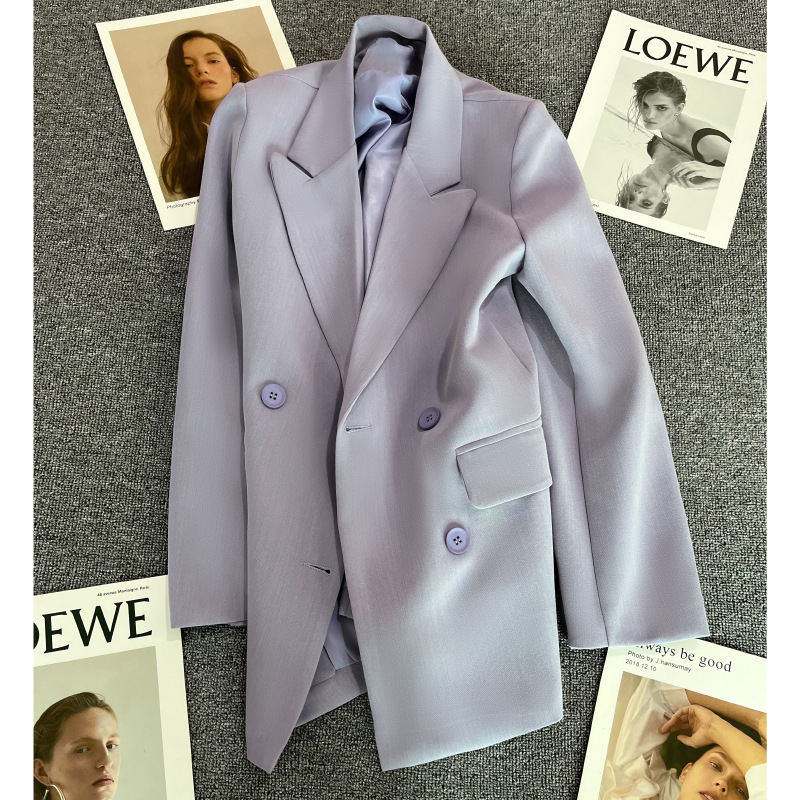 Blazer Cruzado para Mujer de Poliéster con Doble Botonadura