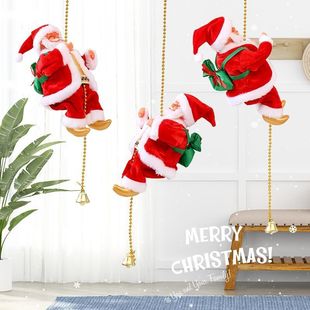Christmas Decoration Santa Claus Climbing Rope Climbing Beads Climbing Double Ladder Pendant Children's Electric Toy Gift Atmosphere Ornaments