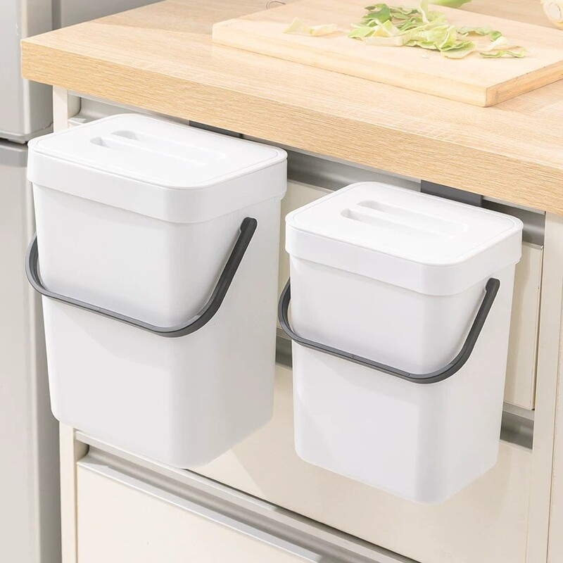 Wall-mounted kitchen trash can for home use with lid, suitable for bathroom and kitchen waste, 2026 new model, simple hanging small wastebasket Wall-mounted kitchen trash can for home use with lid, suitable for bathroom and kitchen waste, 2026 new model, simple hanging small wastebasket