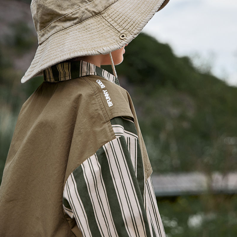 Ropa para niños camping costura camisa a rayas 2022 nuevo otoño niños primavera y otoño de manga larga estilo occidental camisa abrigo